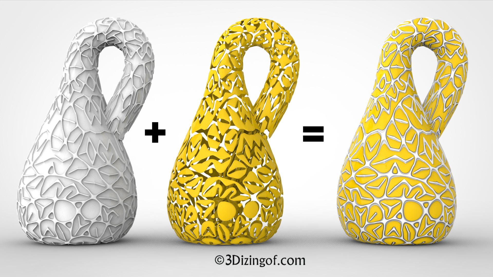 Dizingof’s Random Infinite Pattern and Klein Bottle Highlight 3D