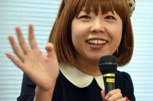 Megumi Igarashi answering inquiries at the press conference next her final hearing on February 1, 2016.