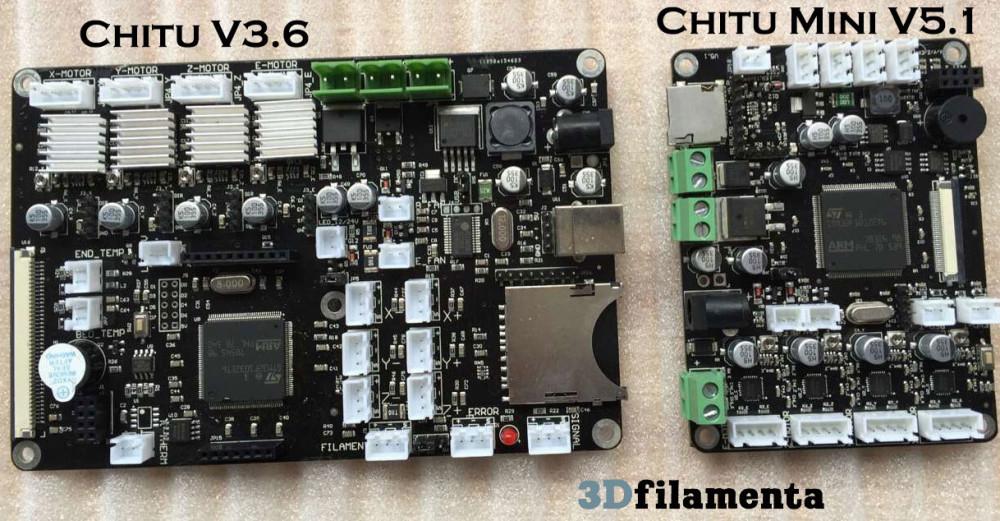 The original ChiTu V3.6 future to the new ChiTu Mini V5.1 control board.
