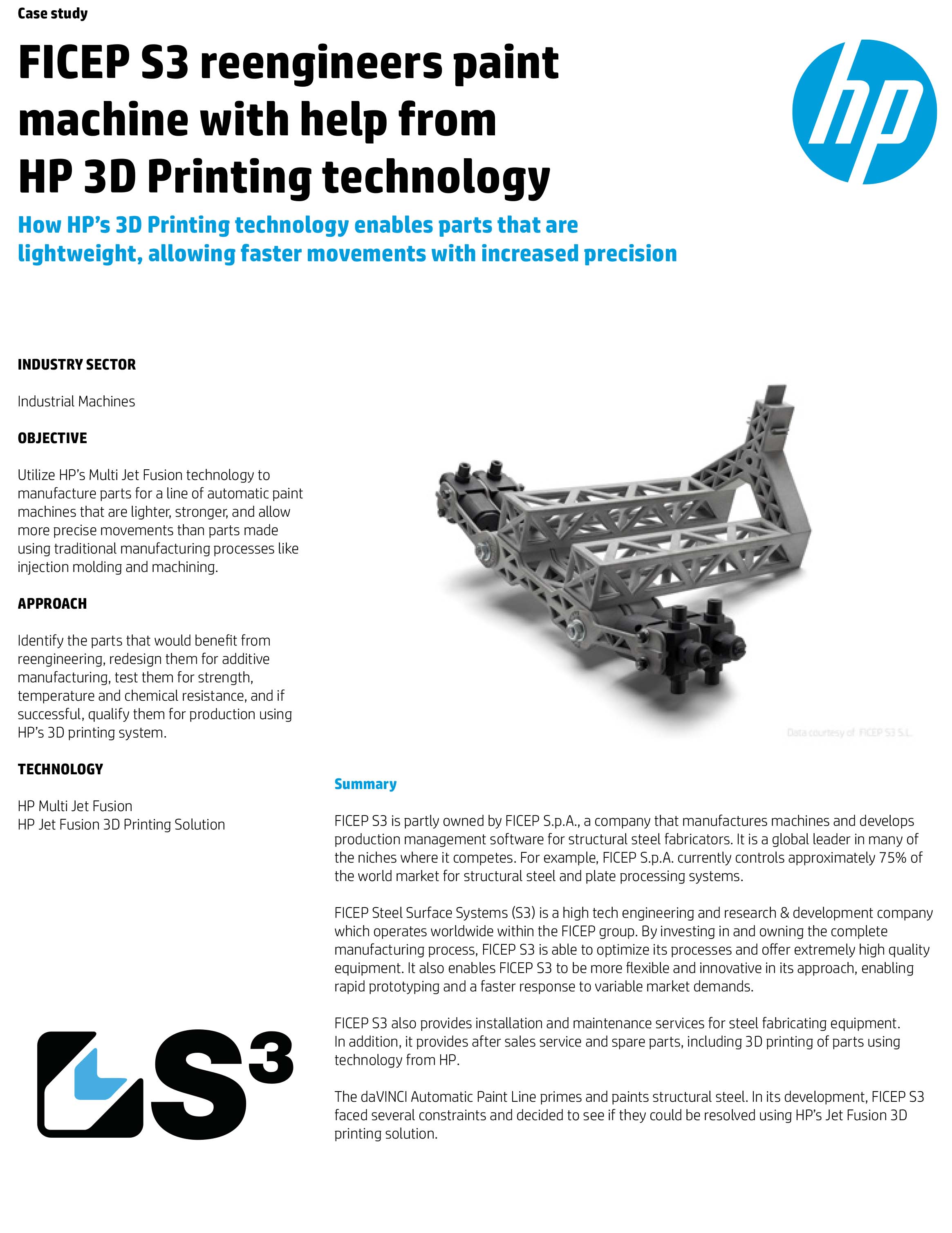 FICEP S3 reengineers paint machine with help from HP 3D Printing technology