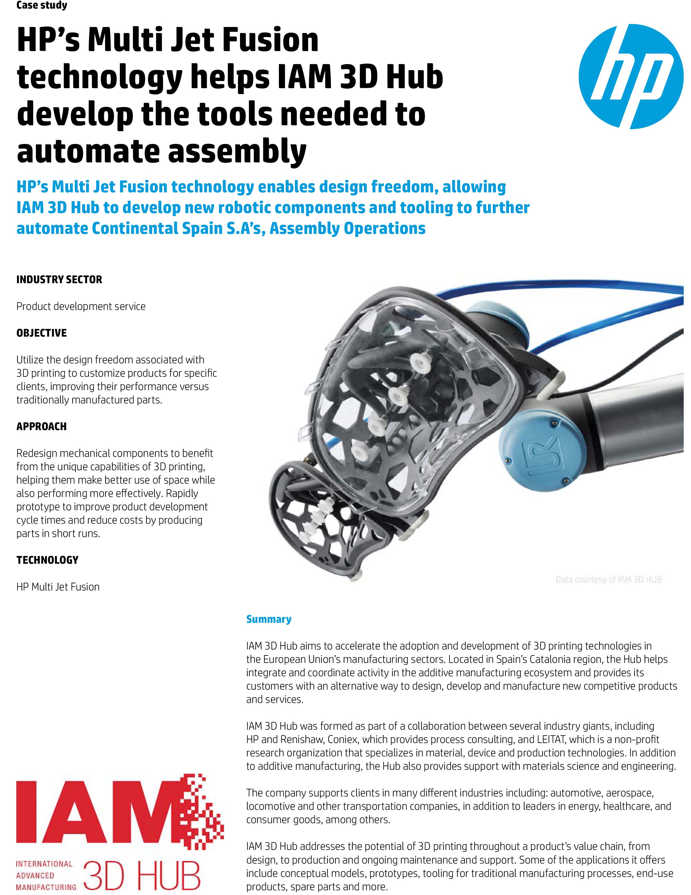 HP’s Multi Jet Fusion technology helps IAM 3D Hub develop the tools needed to automate assembly