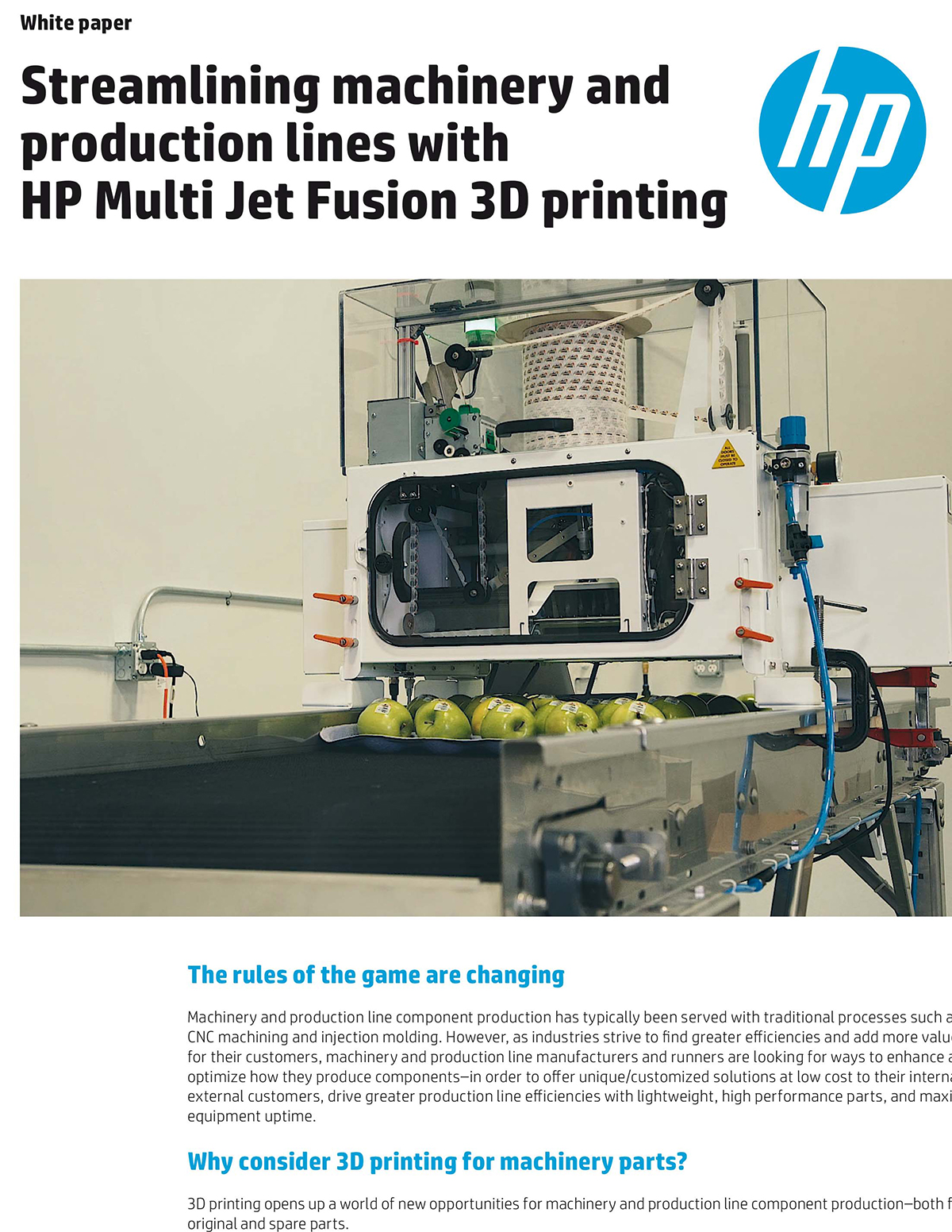 Streamlining machinery and production lines with HP Multi Jet Fusion 3D printing