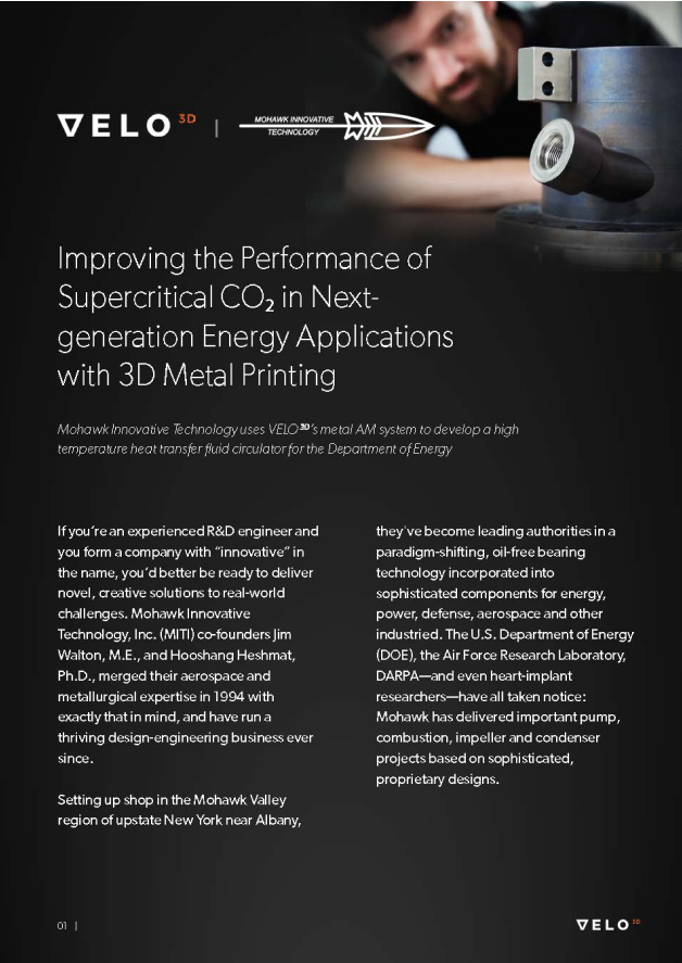 Improving the Performance of Supercritical CO2 in Next-generation Energy Applications with 3D Metal Printing