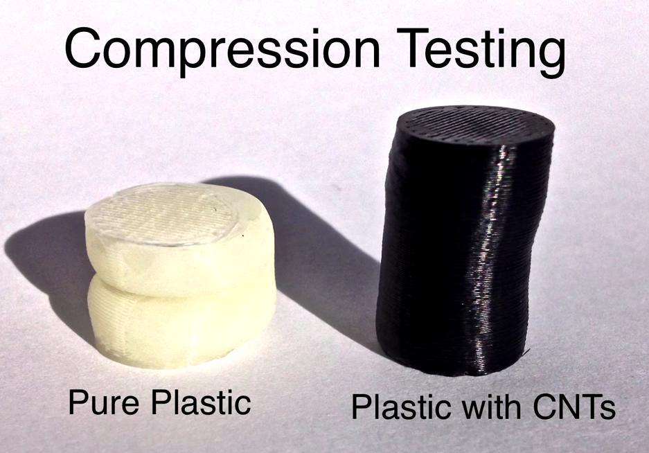 Compression test shows strength of CNT coated filament once exposed to microwave radiation.