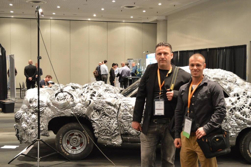 Ioan Florea and I with his 3D printed Gran Torino - Inside 3D Printing Conference in NYC