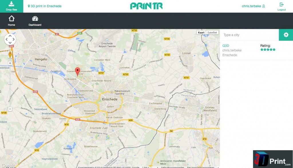 Printr Map of Printers by Location