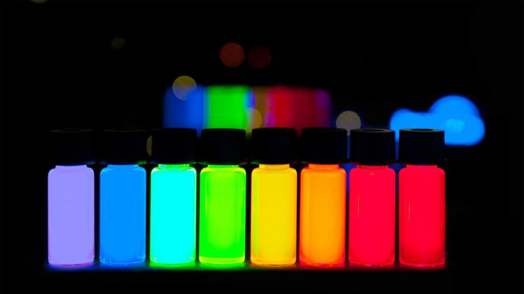 Quantum Dots Giving off Different Colored Light