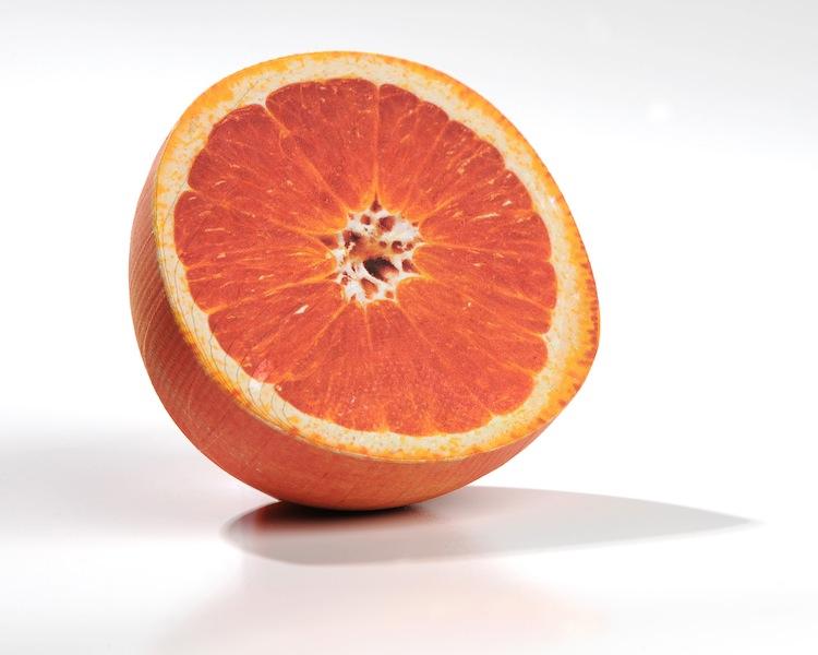 A grapefruit printed on the Mcor IRIS