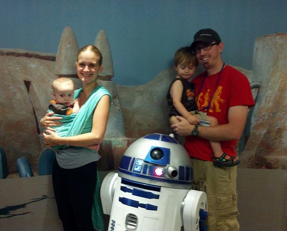 Katie, R2-JE, Andrew, and their kids