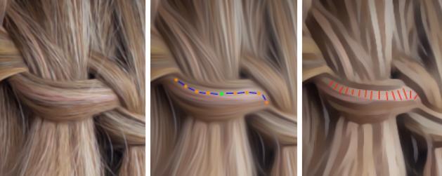 Smoothing out of the hair surface, while keeping the same basic flow and color