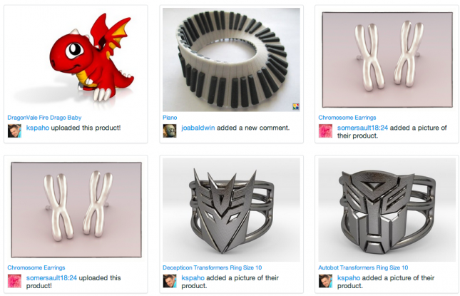 The Shapeways 'My Feed' section
