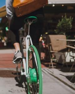 Two winners will receive a FlyKly Smart Wheel valued at $800 each. Smart Wheels turn regular bikes into electric bikes. Photo credit: Flykly.