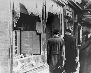 Photo taken in the morning after Kristallnacht