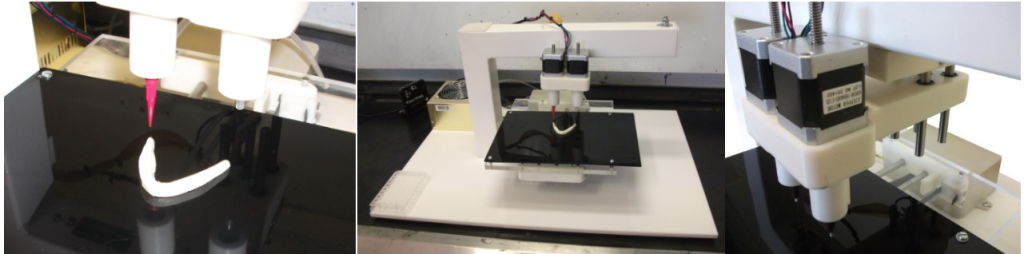 3Dynamic Systems Omega Tissue Engineering Workstation, which is a dual extrusion 3D bioprinter used to generate heterogeneous tissues using a printable bioactive gel, protein growth factors and scaffolds which mature into living tissue structures.
