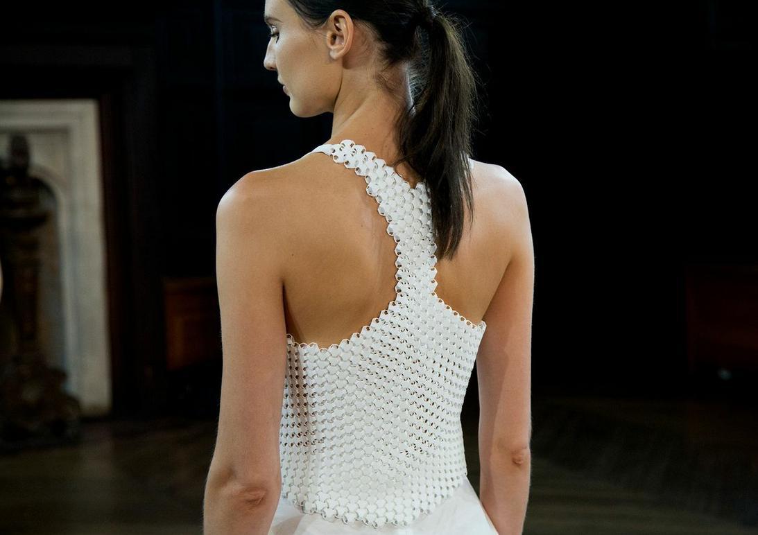 Bradley Rothernbergy & Katie Gallagher's tank-top featuring the 3D printed cellular pattern.