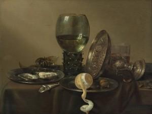 Still-Life with Oysters, a Rummer, a Lemon and a Silver Bowl, 1634 Willem Claesz. Heda. Museum Boijmans Van Beuningen in Rotterdam, NL.