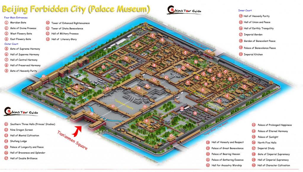Map of the Forbidden City, Beijing China