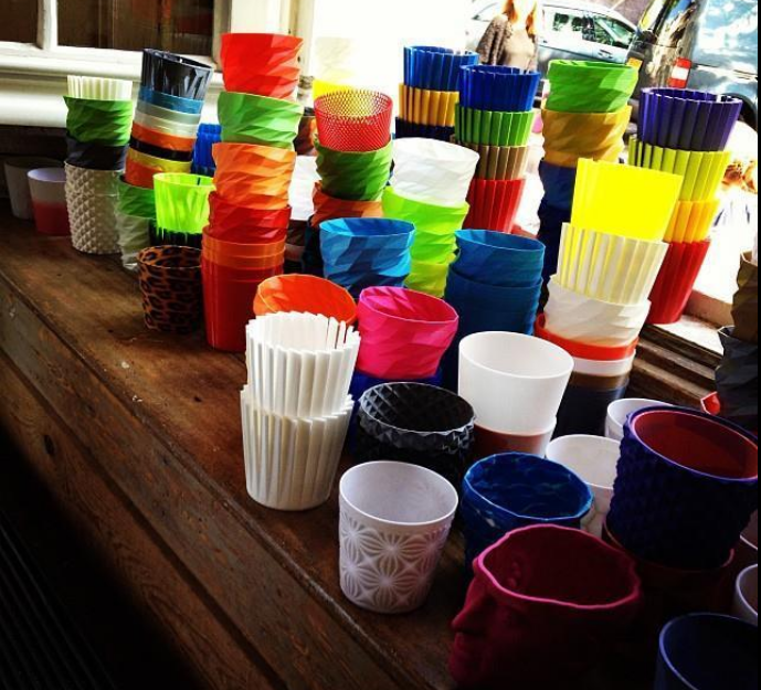 Some of the 150 different 3D printed pots