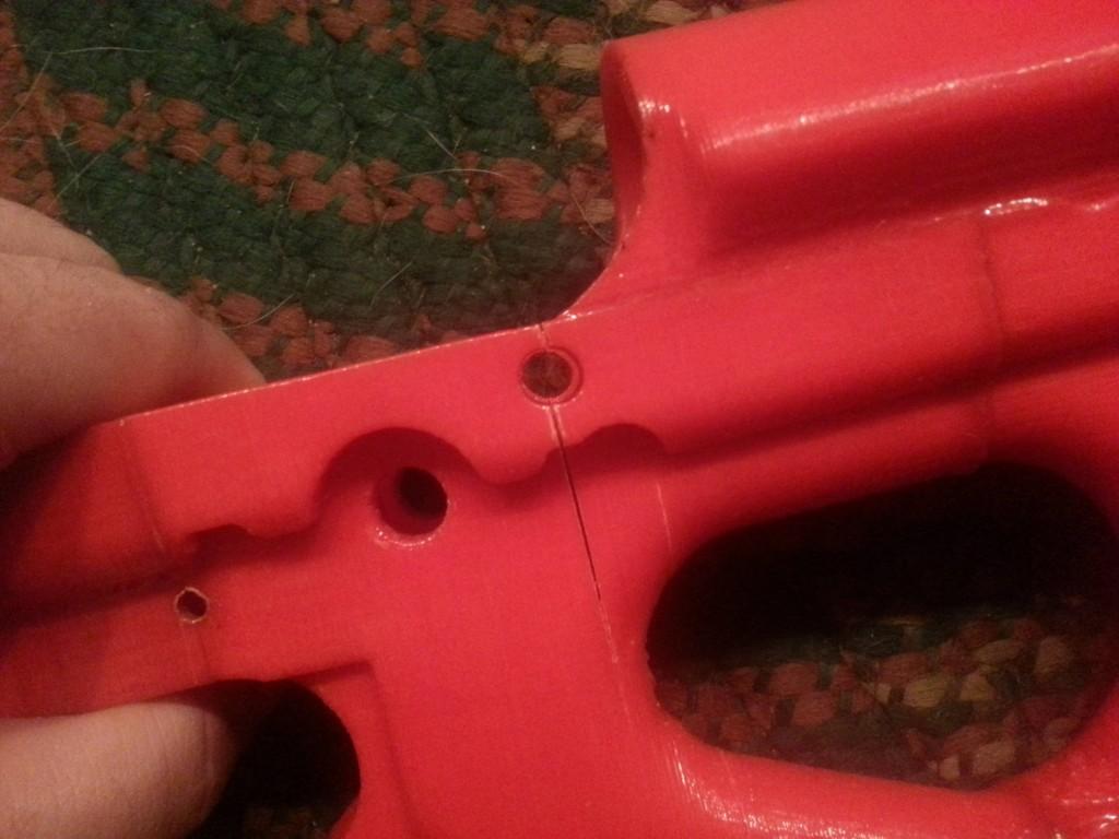 after six shots it split vertically through the rear takedown pin as shown here