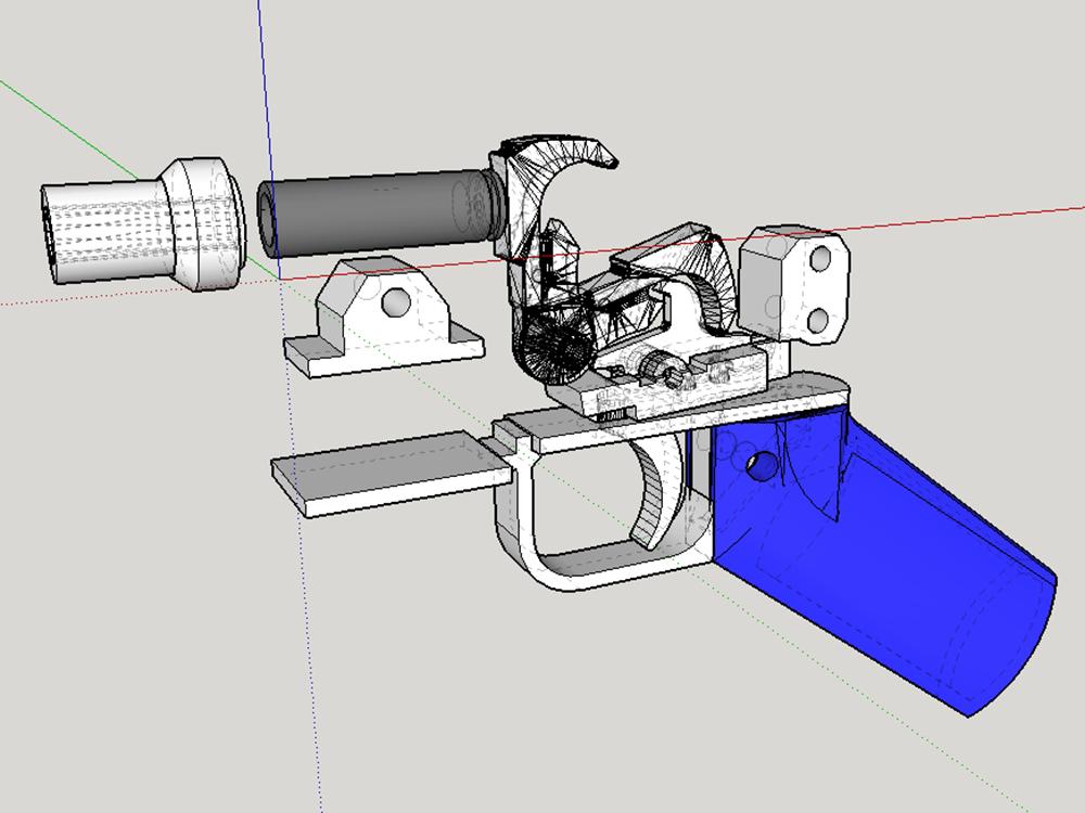 3D printable blueprint of Crumling's gun with his special ammunition in dark grey -Michael Crumling via Wired