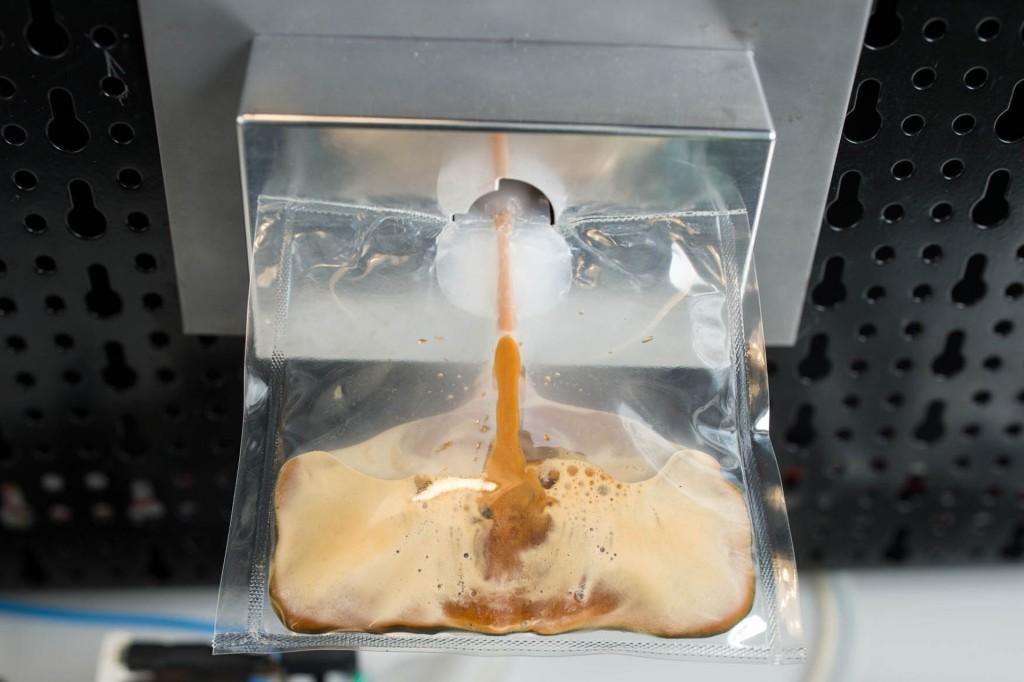 Coffee brewed on the Zero-G Coffee Machine