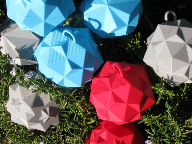 3D Printed Compound Polyhedra Christmas Ornaments