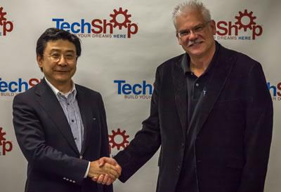 Mark Hatch, TechShop Ceo, and Tango Matsumoto, corporate senior vice president of Fujitsu Limited