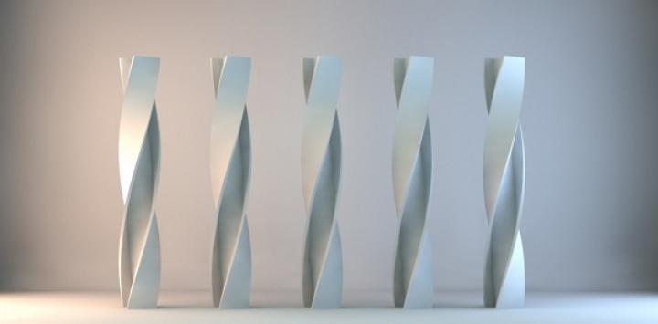 These columns were created with a novel set of 3D printed concrete forms. 