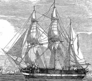 One of the ships of Sir John Franklin's last expedition (Erebus or Terror), Date1845, Illustrated London News.