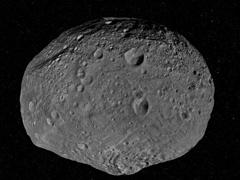 This image shows a global view of Vesta as imaged by NASA's Dawn spacecraft and viewed using Vesta Trek's 3D view. - image by NASA