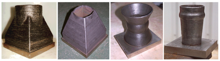 Various metal components produced by wire-feed additive manufacturing using Gas  Metal Arc Welding (GMAW)