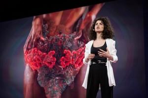 Neri Oxman’s lauded TED Talk reveals Stratasys 3D printed wearable designed to host living matter in another world’s first. Photo credit: Bret Hartman, courtesy of TED