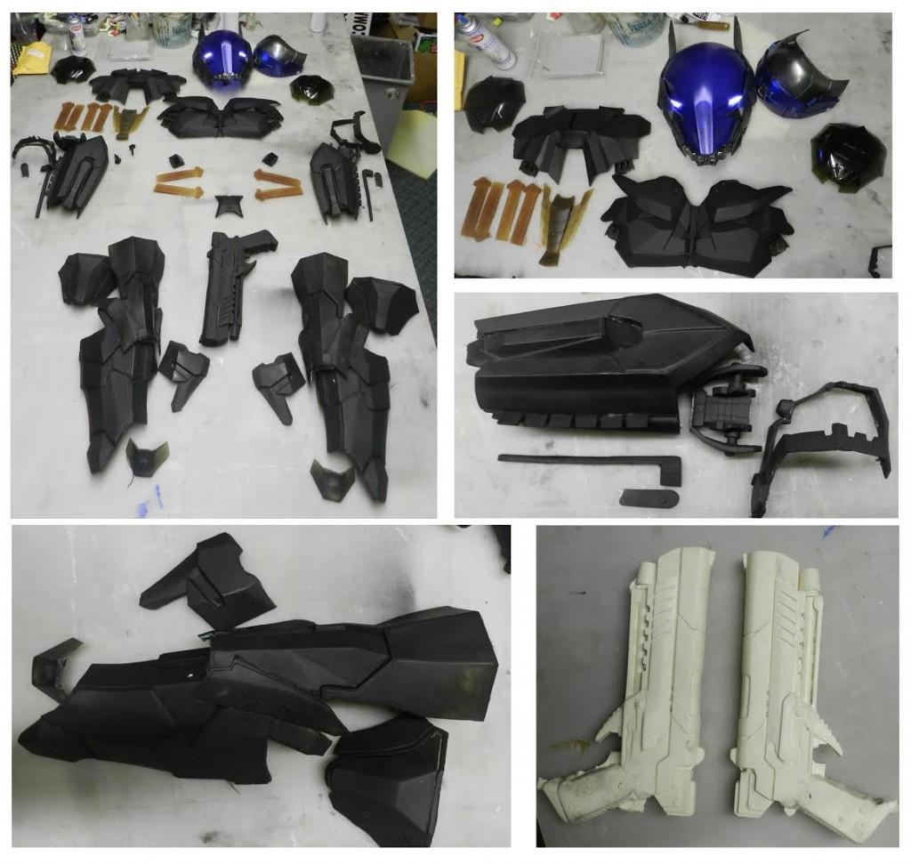 Various parts of the 3D Printed Akrham Knight suit