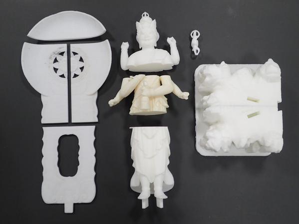 3D printed parts for a Buddhist statue.