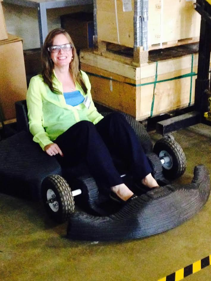 Me sitting in ORNL's first ever 3D printed car.