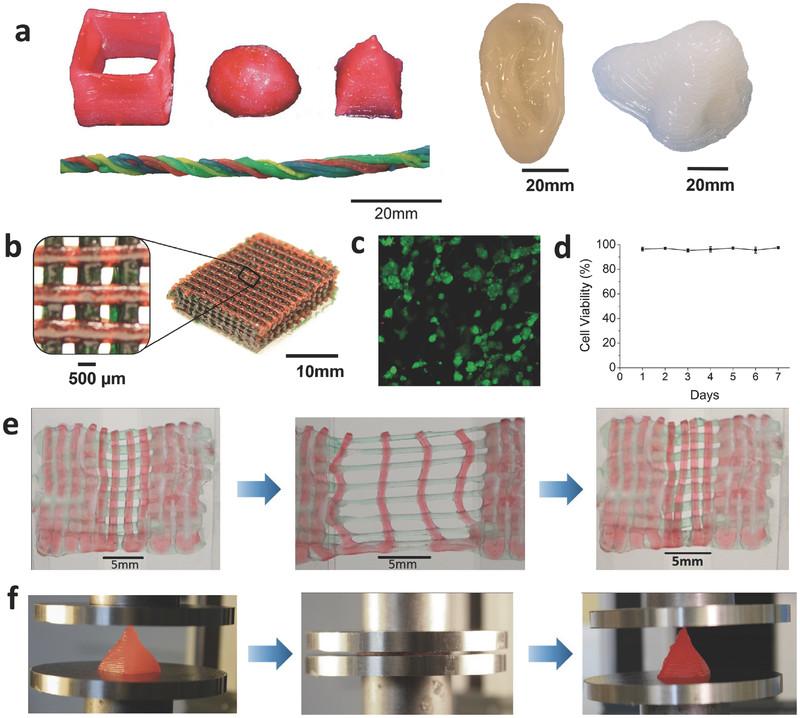 3D printing of tough and biocompatible PEG–alginate–nanoclay hydrogels