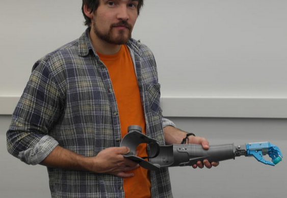 Lead designer, Josh Coutts, is pictured here with an early prototype