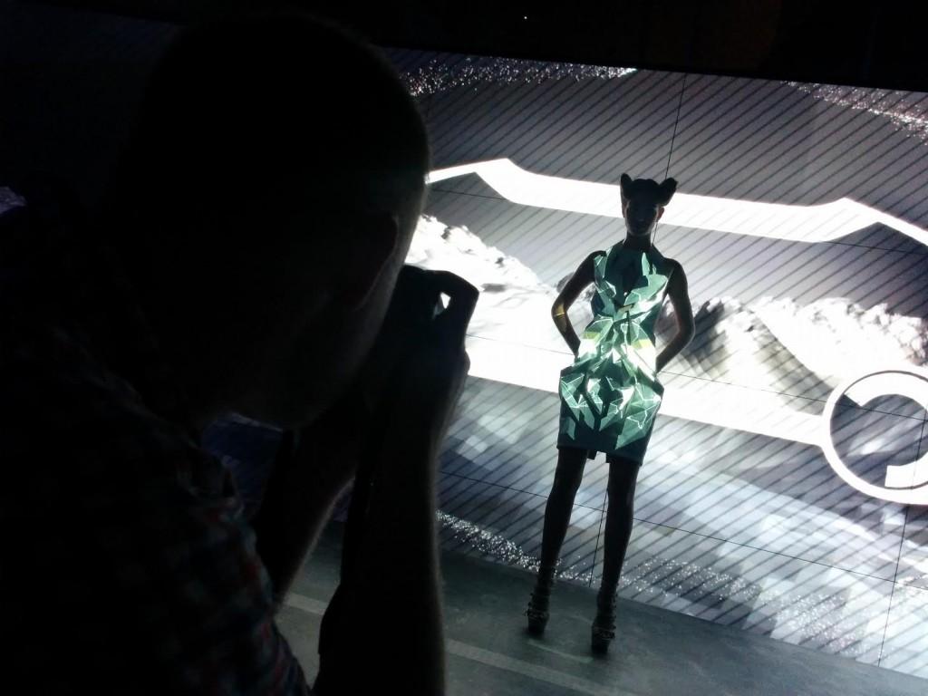 Rehearsals for photoshoot: Projection Map Dress based on Audi's Virtual Cockpit