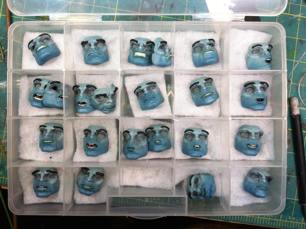 Box of interchangeable faces.