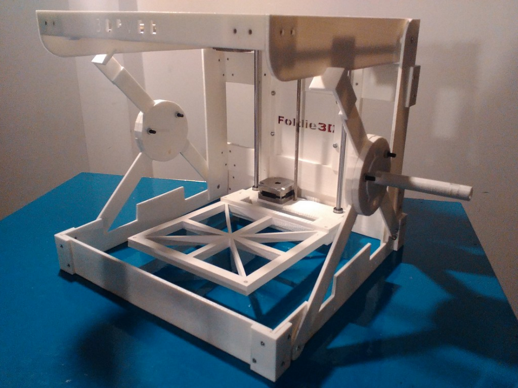 The fully assembled Foldie 3D prototype.