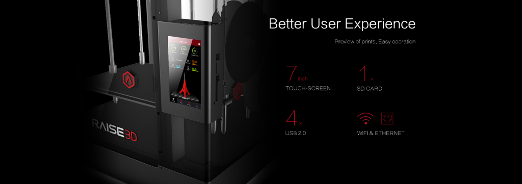7" touch screen displays progress with a visual representation of the model