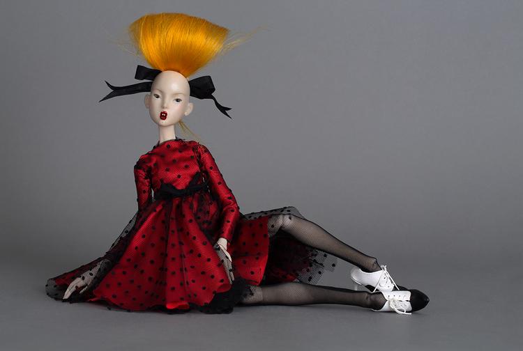 The 3D-printed Wixson figurine in a dress designed by Yves Saint-Laurent