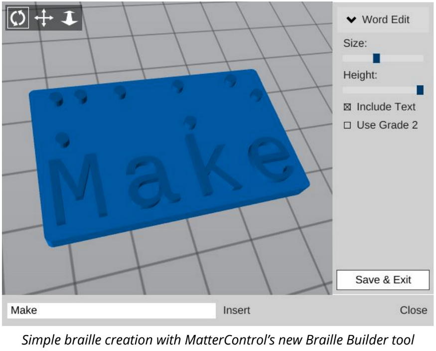 The integrated Braille Builder plugin tool