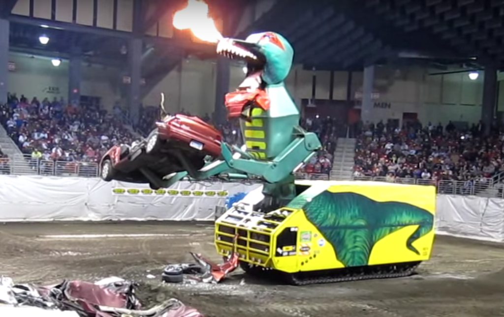 This is a dinosaur tank that eats cars and breathes fire. Think about what else 3D printing can help these guys do.