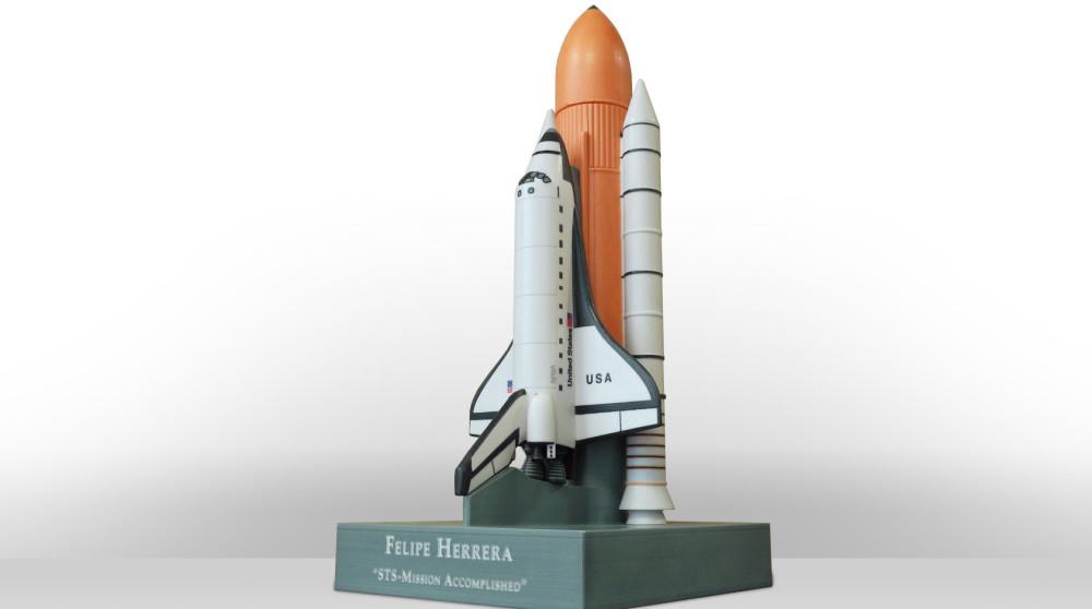 A 3D printed tribute to former NASA engineer Felipe Herrera who worked on the Columbia space shuttle. 