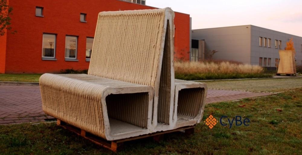 3D printed concrete bench.