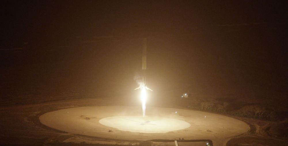 The moment before the Falcon 9 rocket nailed its landing. 