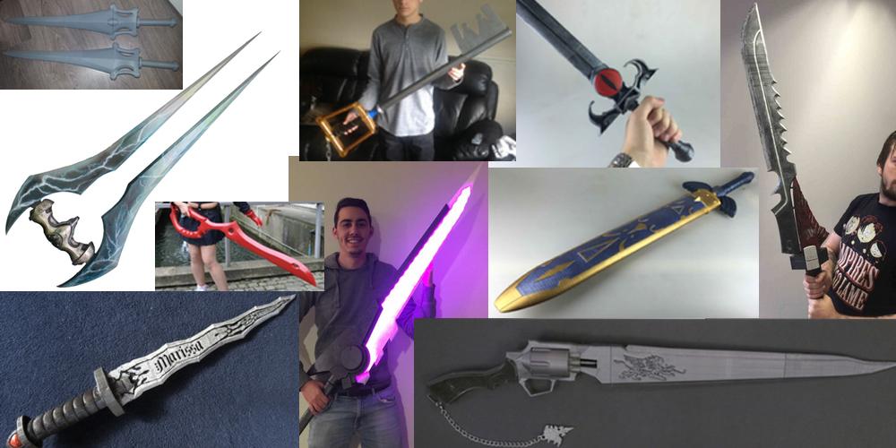 3D Printed Sword parts for large and small swords