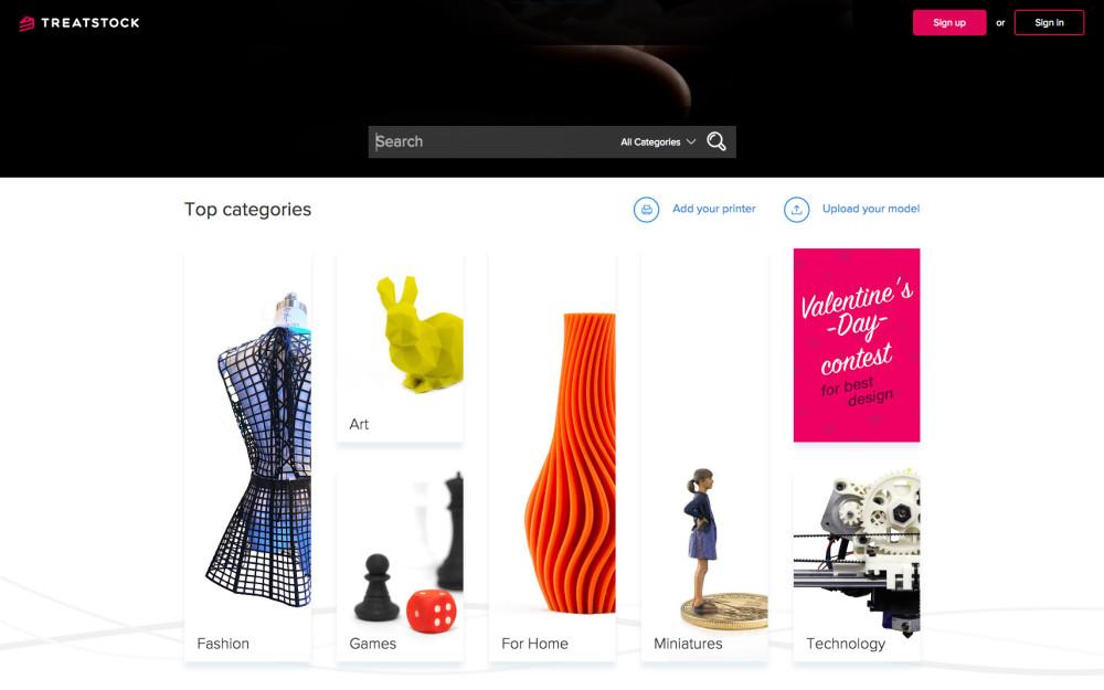 The front page of the 3D model marketplace.