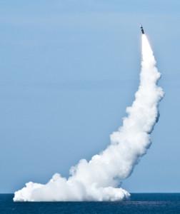 Trident II D5 missile launch from Ohio-class fleet ballistic-missile submarine USS Nevada.